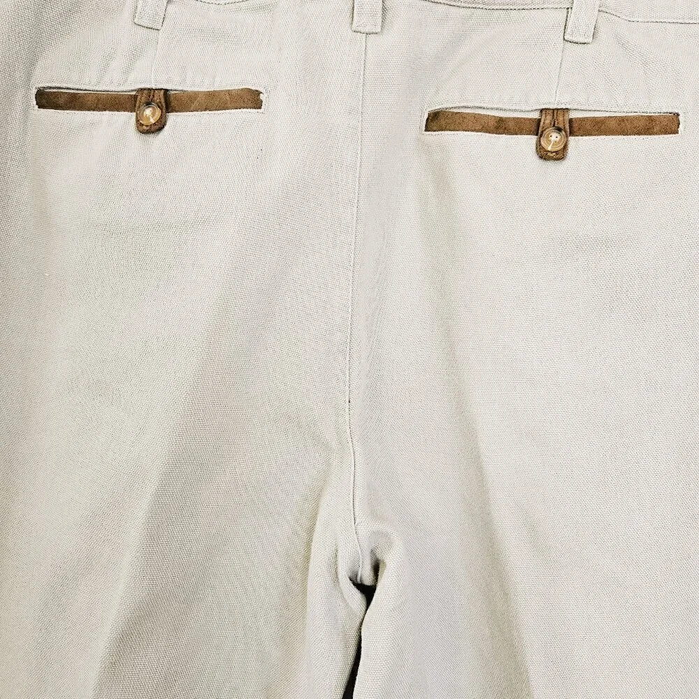 Orvis Men's Beige Pants  Size 44 X 30  Cotton Twill Flat Front Minimalist Casual
